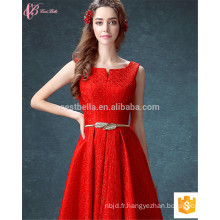 Guangzhou Long Elegant Red Best Quality A-line sans manche en mousseline de soie OEM Services Robe de demoiselle d&#39;honneur